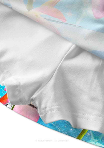 Seaside Lotus Y2K Print Mini Skirt Cherrykitten