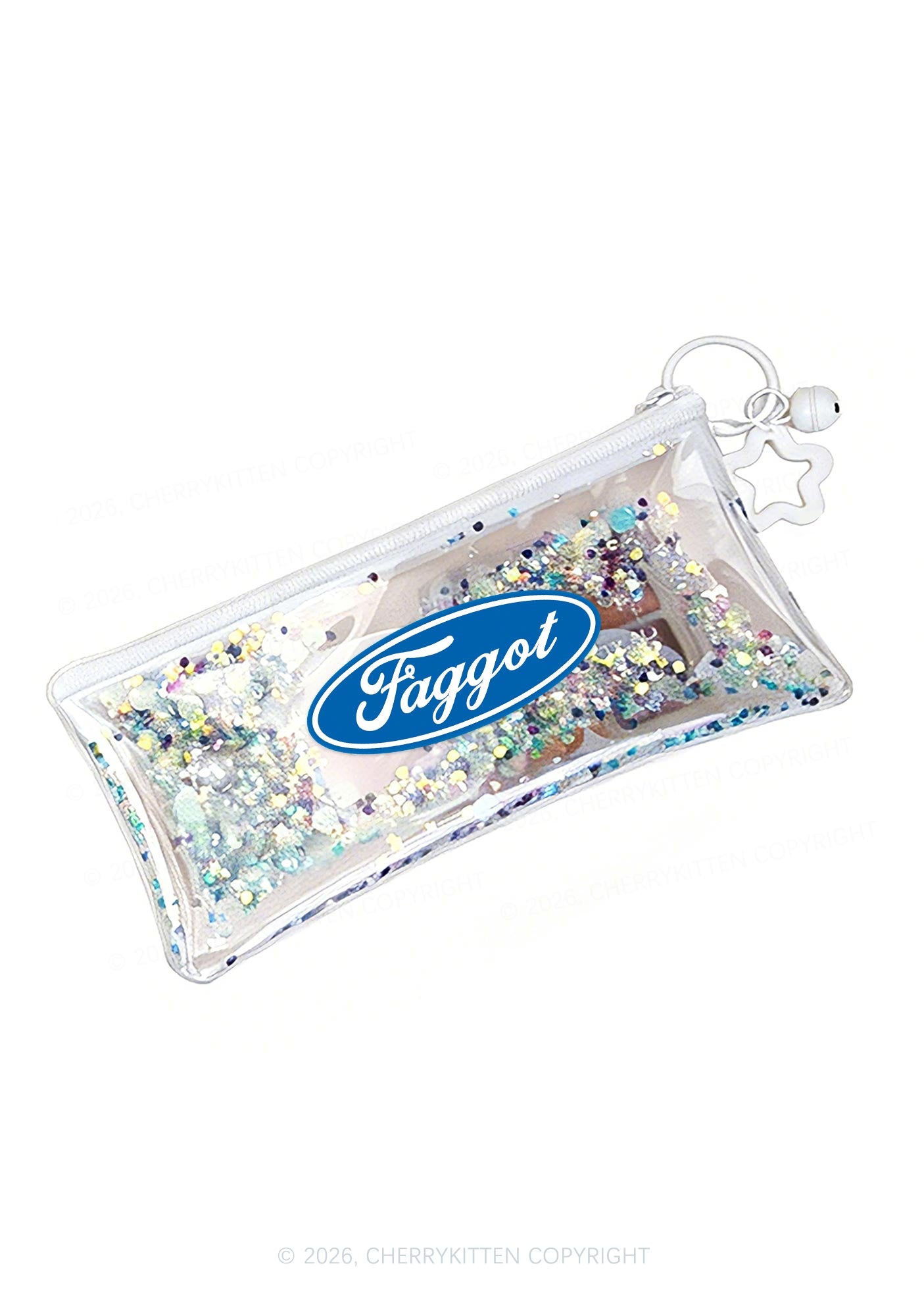 Faggot Pride Y2K Quicksand Transparent Pencil Pouch Cherrykitten