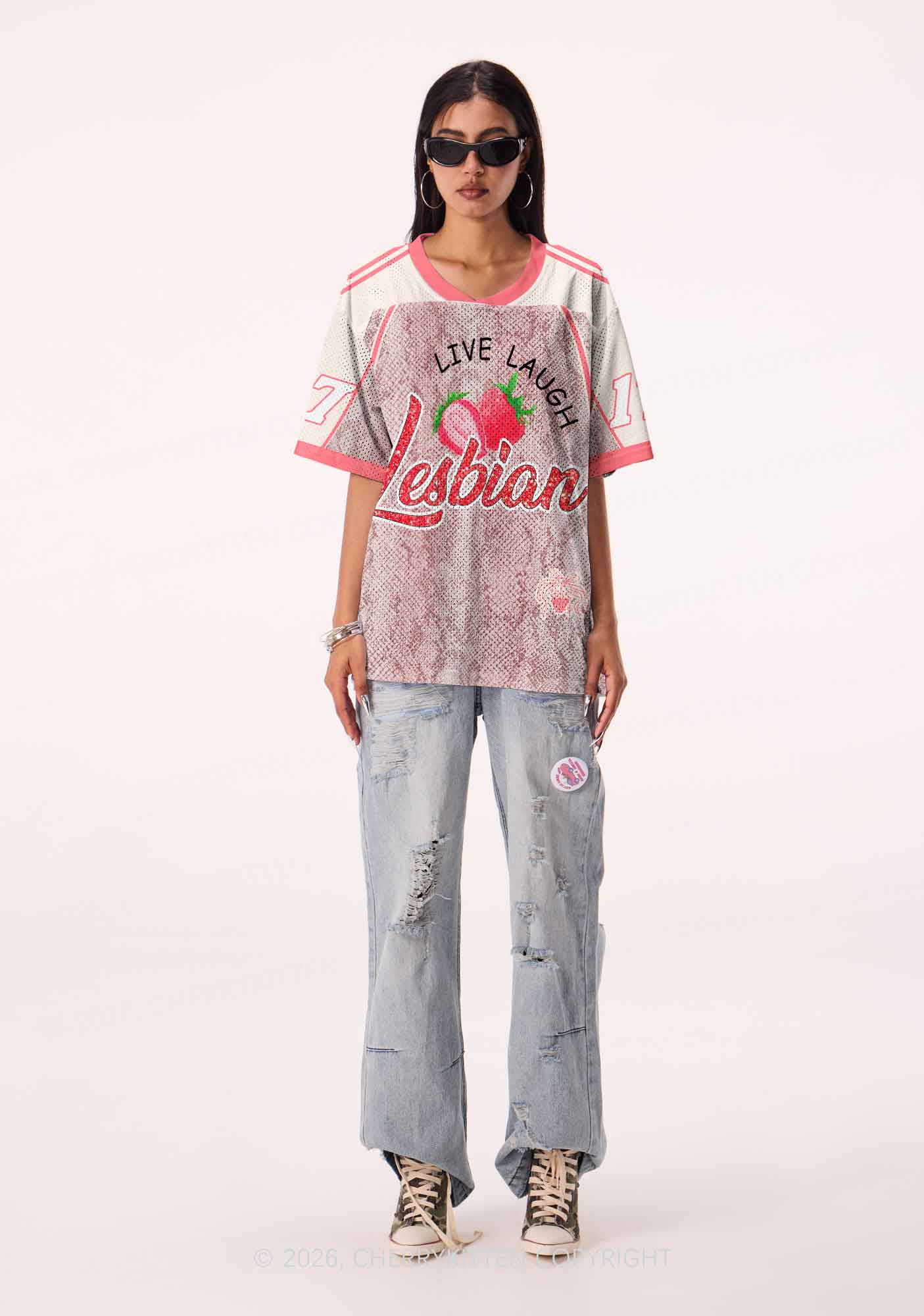 Live Laugh Lesbian Pride Y2K Sport Jersey Shirts Cherrykitten