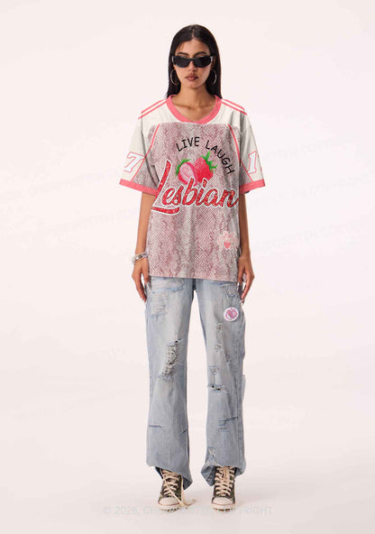 Live Laugh Lesbian Pride Y2K Sport Jersey Shirts Cherrykitten
