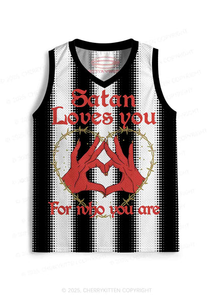 Halloween Custom Black Satan Heart Y2K Sport Jersey Tank Cherrykitten