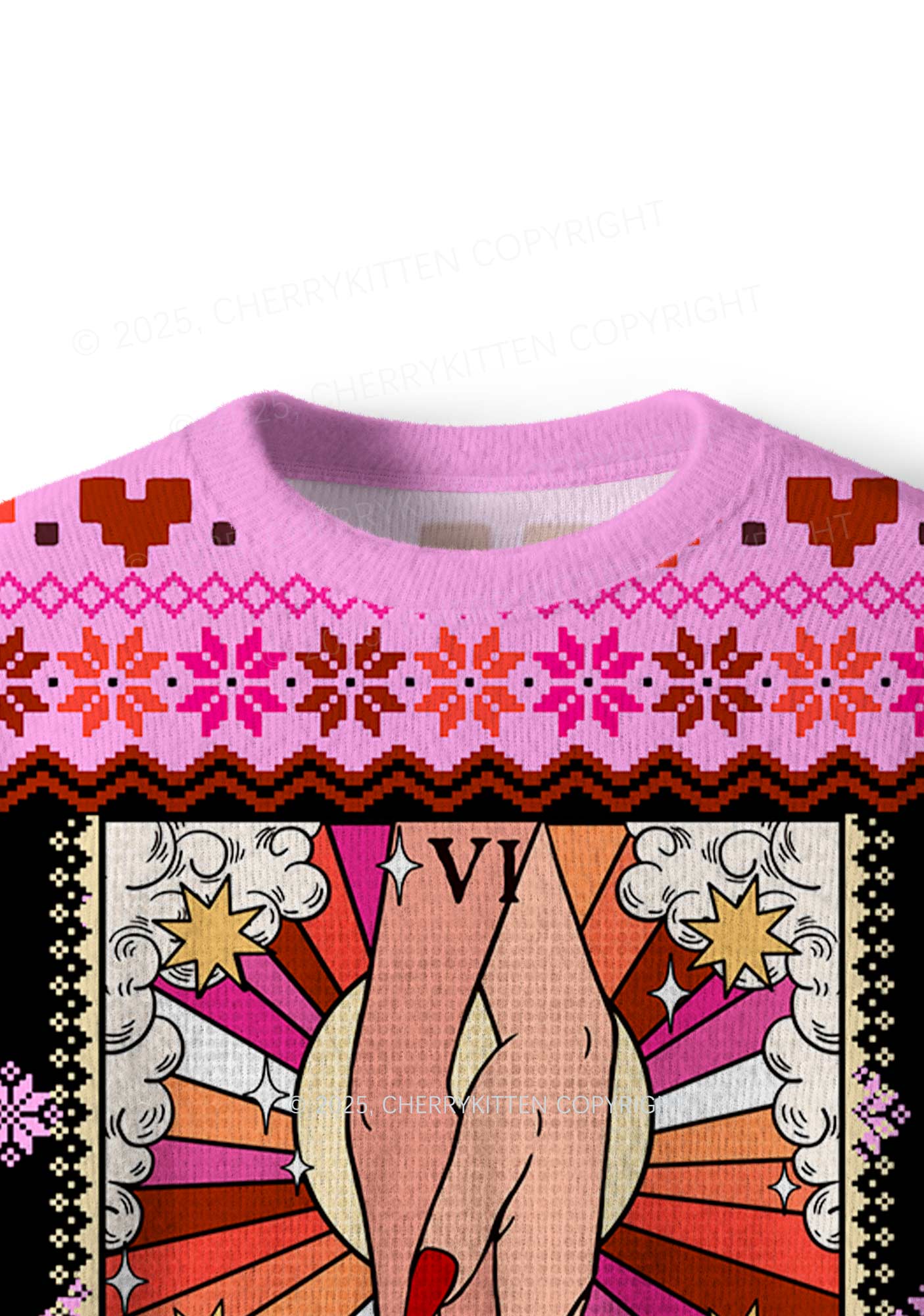 The Lesbian Lovers Pride Y2K Christmas Knit Sweatshirt Cherrykitten