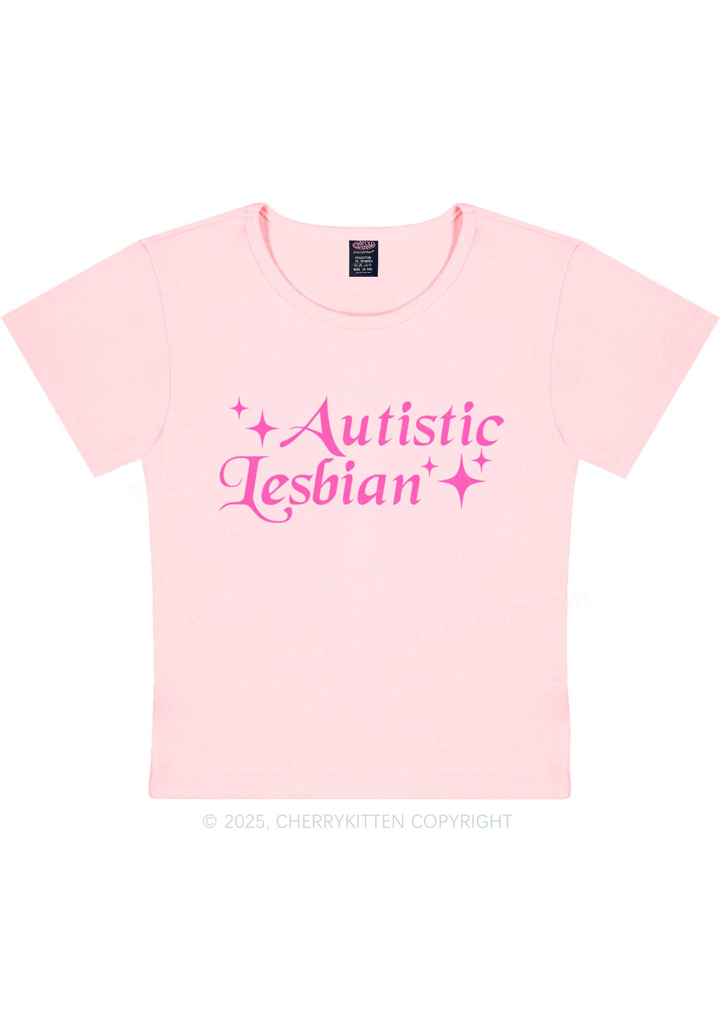 Autistic Lesbian Y2K Baby Tee Cherrykitten