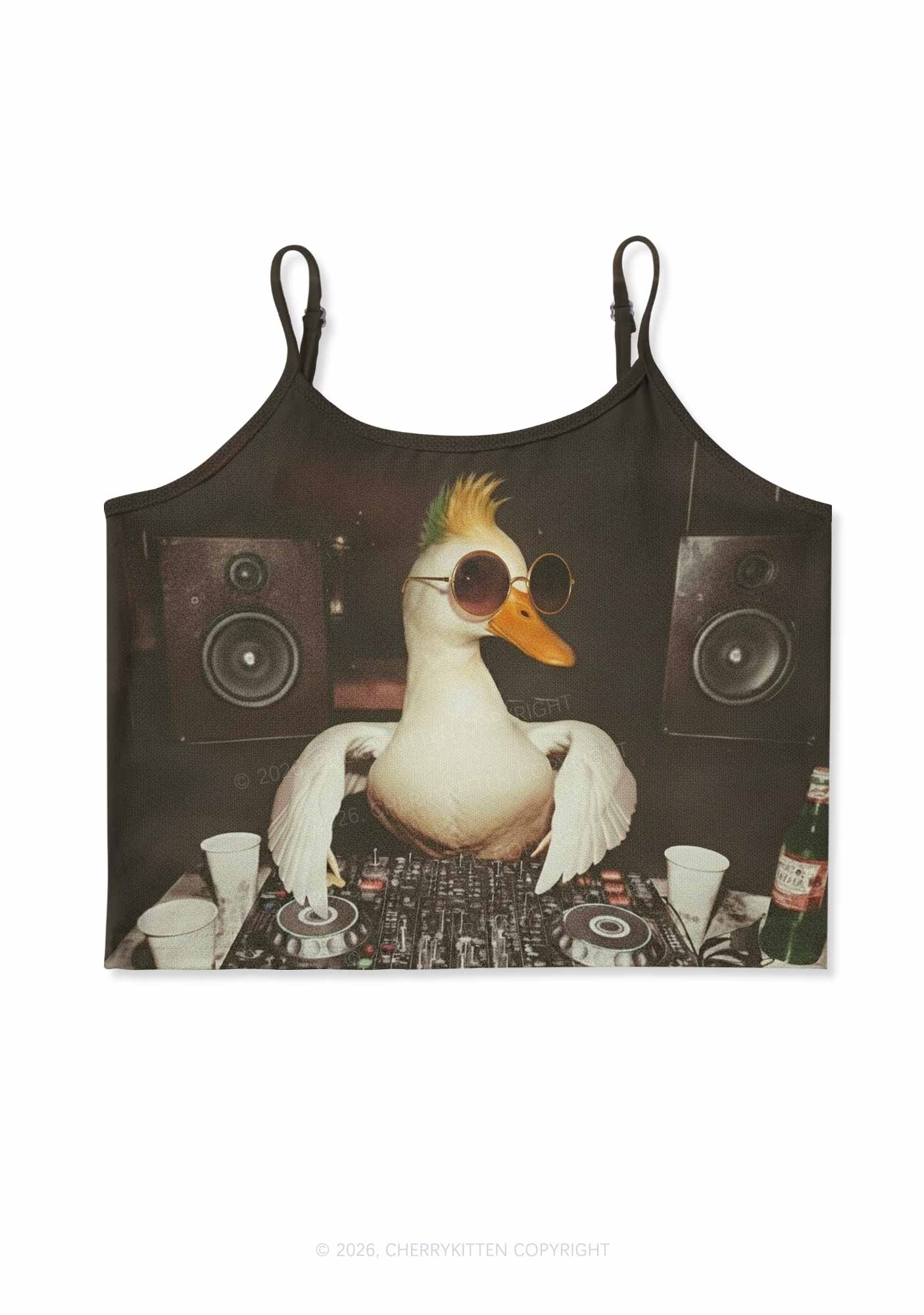 Sunglasses DJ Duck Y2K Print Cami Crop Top Cherrykitten