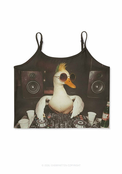 Sunglasses DJ Duck Y2K Print Cami Crop Top Cherrykitten