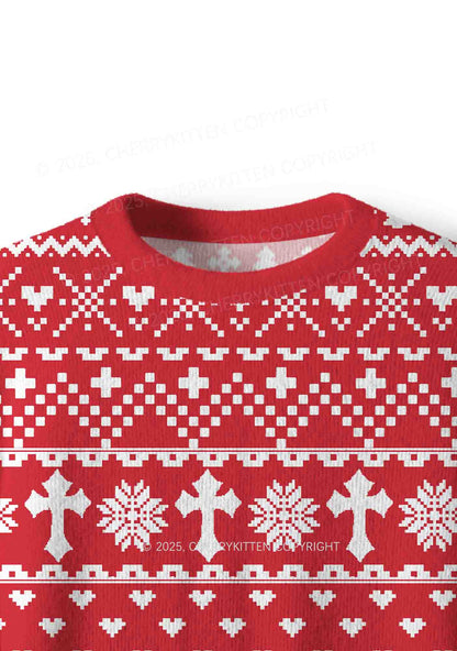 Red Cxxt Y2K Christmas Knit Sweatshirt Cherrykitten