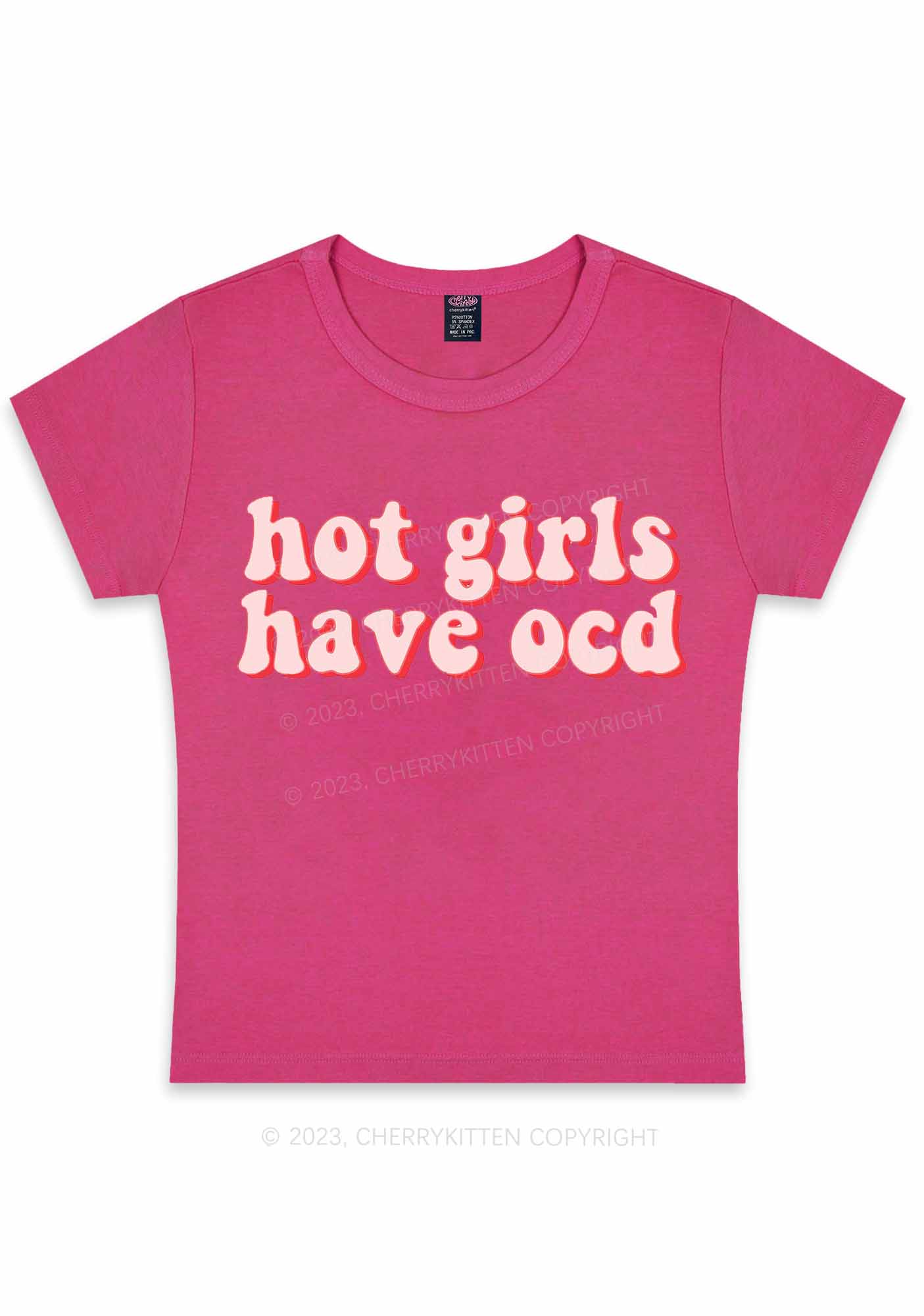 Hot Girls Have OCD Y2K Baby Tee Cherrykitten