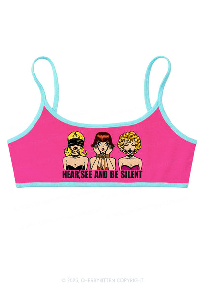 Hear See Be Silent Y2K Super Crop Cami Cherrykitten