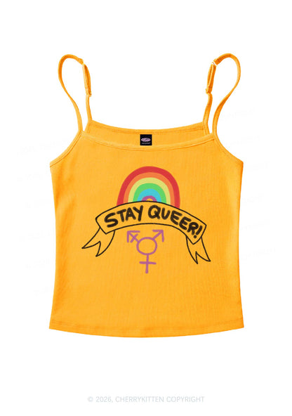 Stay Queer Pride Y2K Spaghetti Strap Cami Cherrykitten
