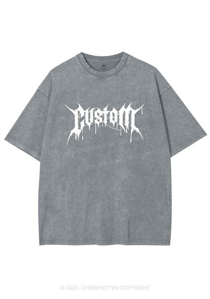 Custom Font Art Y2K Shirts Washed Tee Cherrykitten