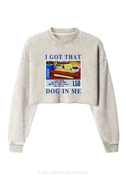 I Got That Hot Dog In Me Y2K Crop Washed Sweatshirts Cherrykitten