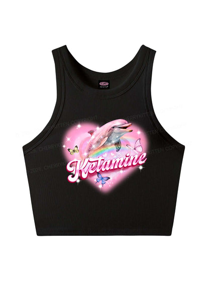 Pink K Dolphin Y2K Crop Tank Top Cherrykitten