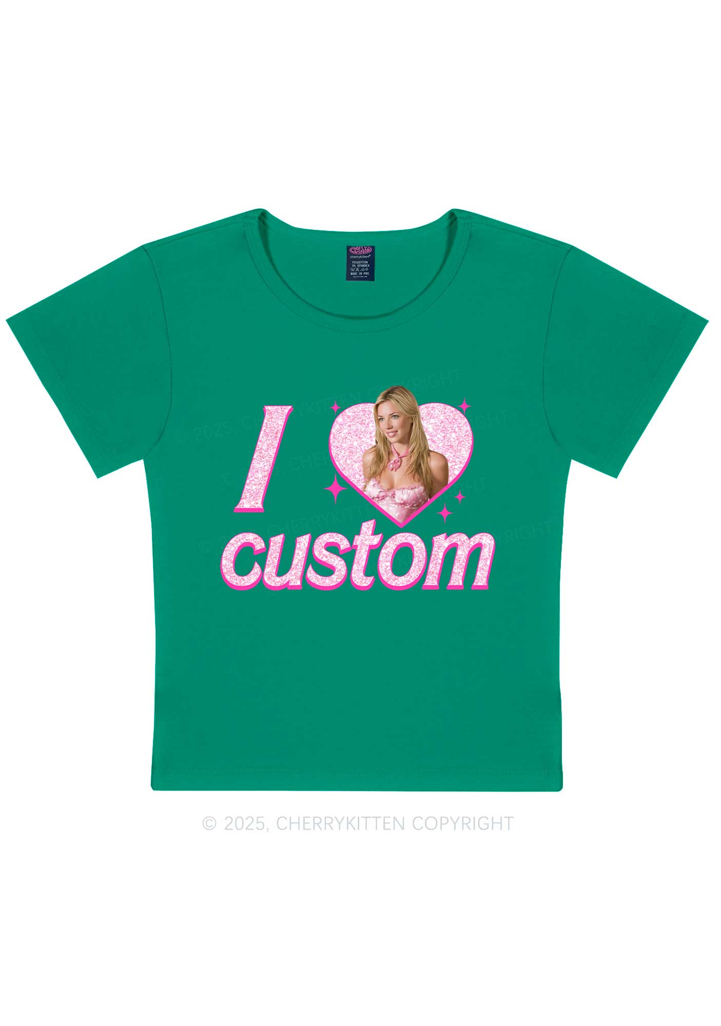 Custom I Love Photo Y2K Baby Tee Cherrykitten
