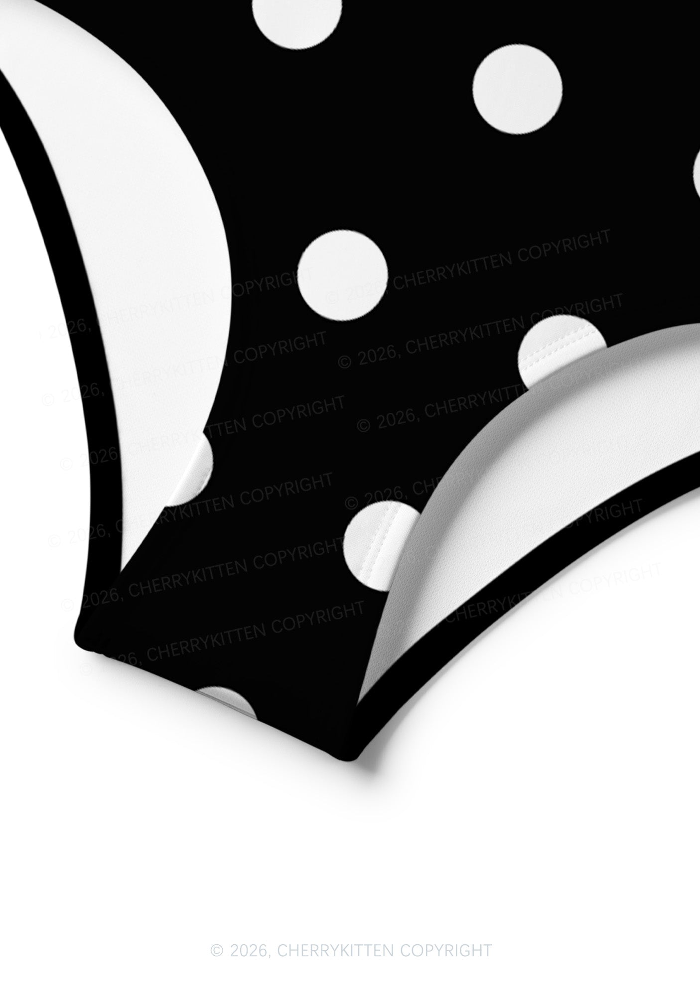 White Dots On Black Y2K Print Bikini Set Cherrykitten