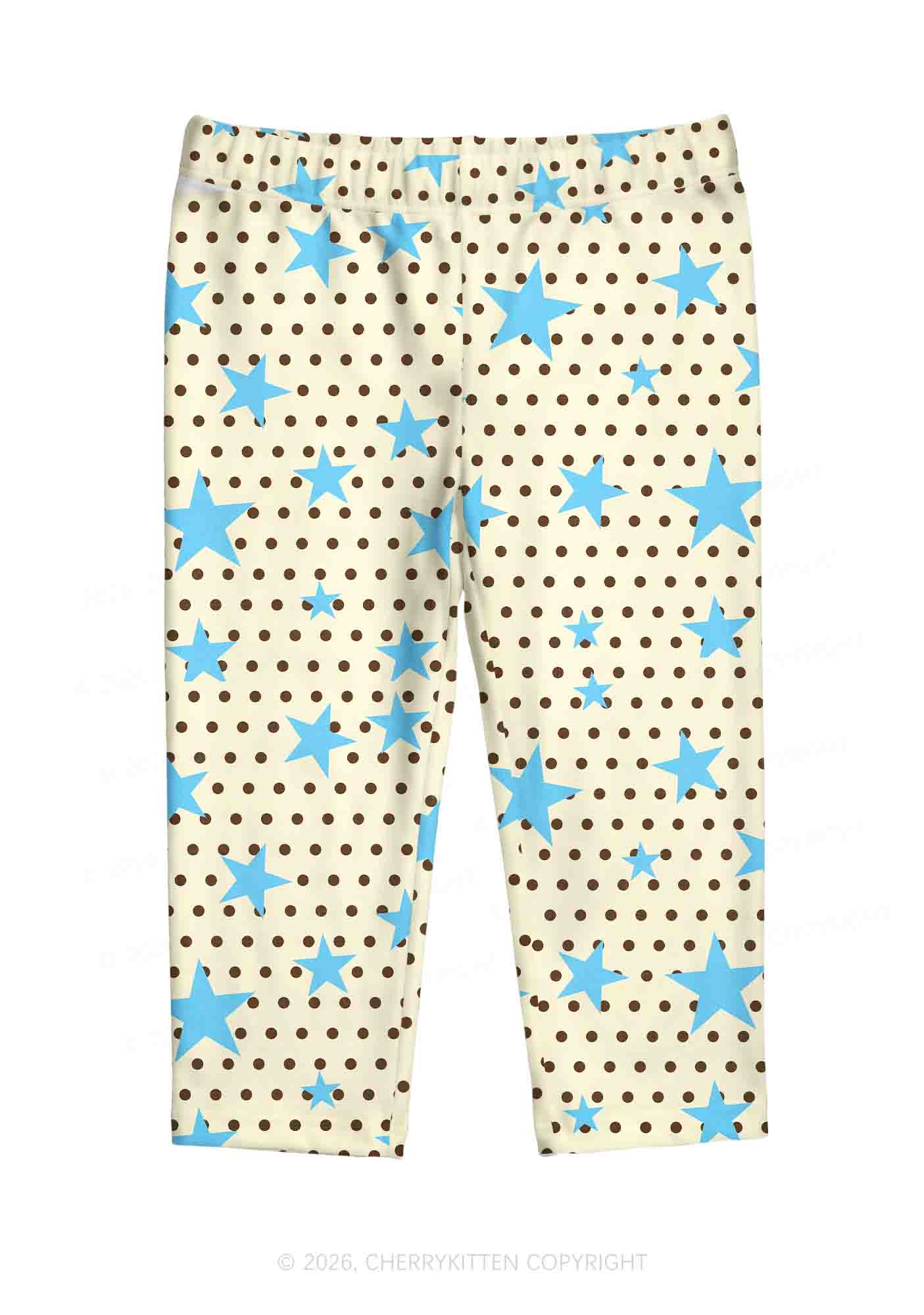 Dots With Blue Star Y2K Print Capri Pants Cherrykitten