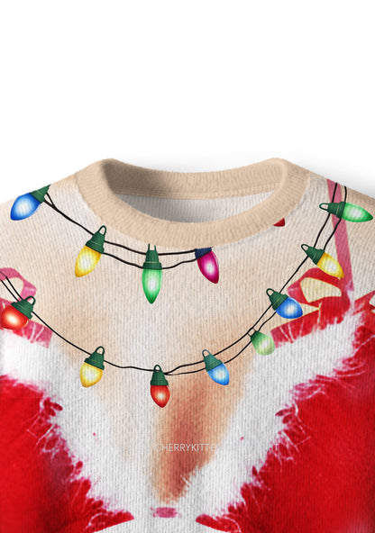 Light Bikini Santa Y2K Christmas Knit Sweatshirt Cherrykitten