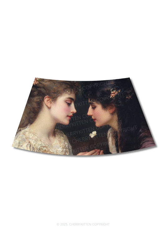 Victorian Sapphic Y2K Print Mini Skirt Cherrykitten