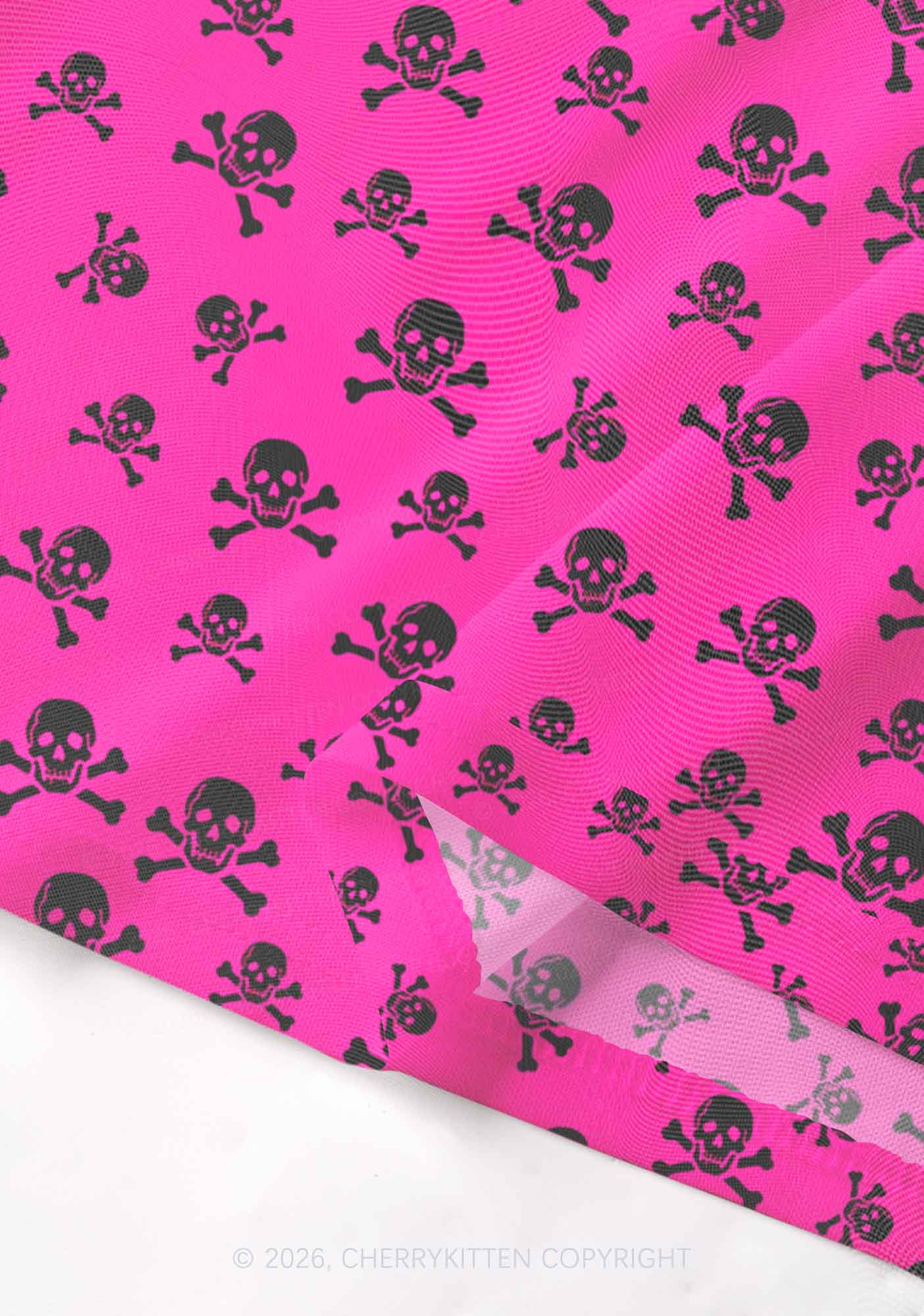 Hot Pink Skulls Y2K Mesh Muscle Tank Cherrykitten