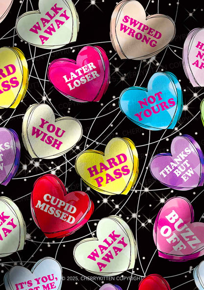 Anti Romantic Candy Y2K Valentine's Day Print Long Sleeve Pajama Set Cherrykitten