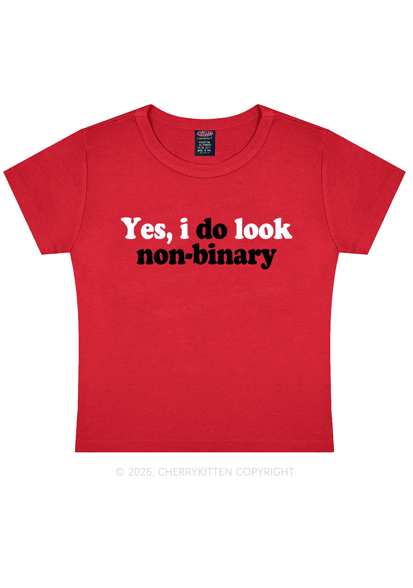 I Do Look Nonbinary Pride Y2K Baby Tee Cherrykitten