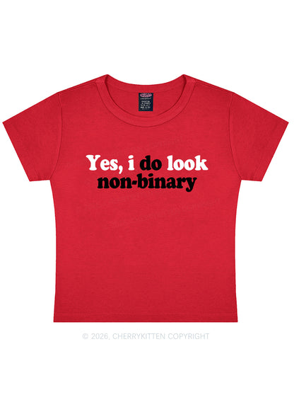 I Do Look Nonbinary Pride Y2K Baby Tee Cherrykitten