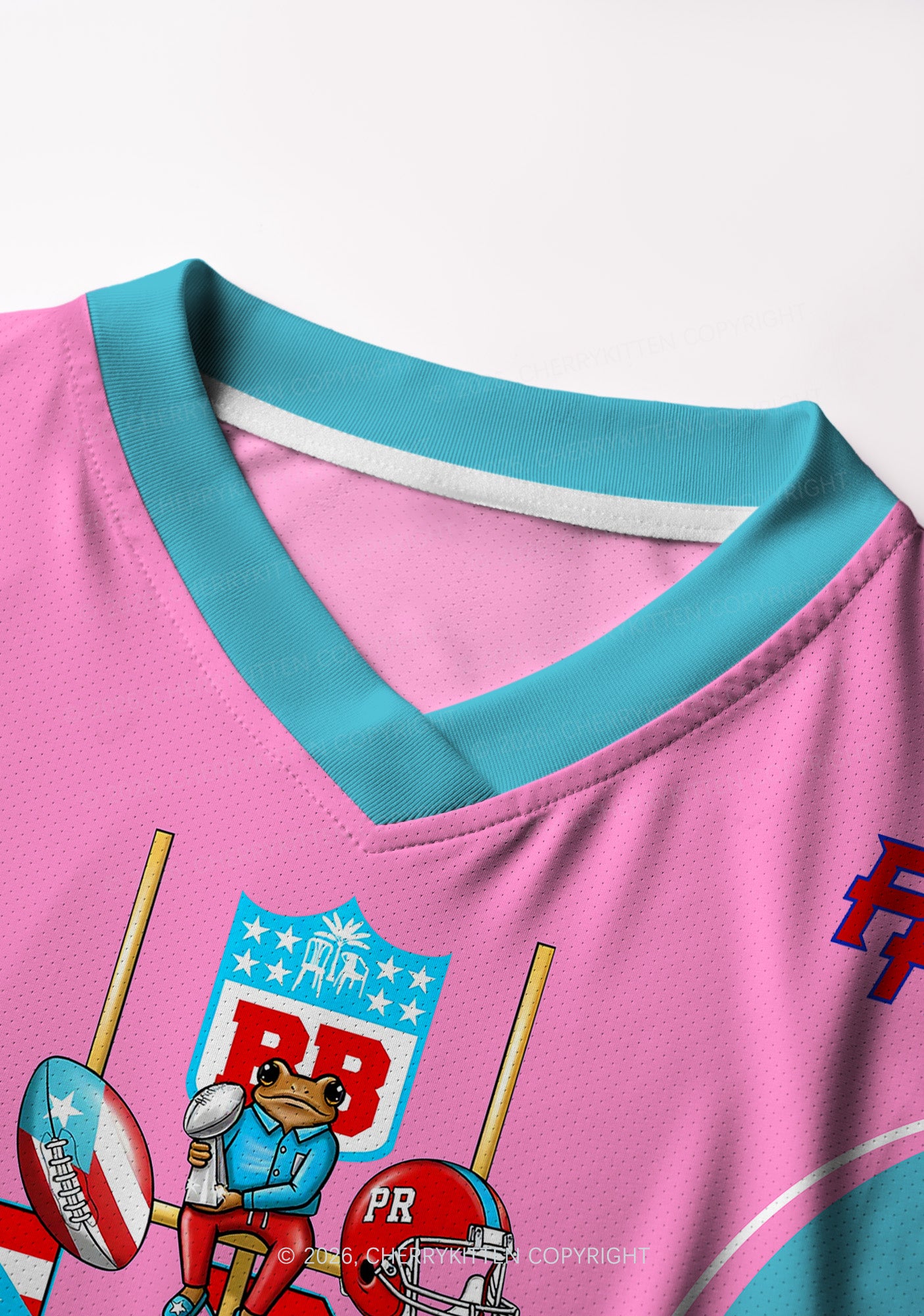 Pink Frog Y2K Crop Football Jersey Shirts Cherrykitten