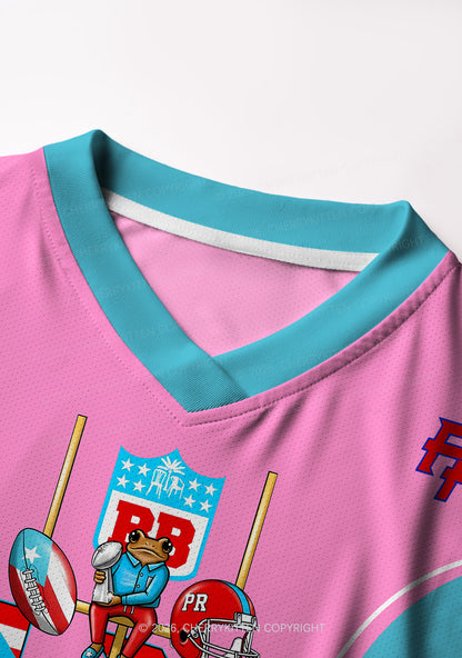 Pink Frog Y2K Crop Football Jersey Shirts Cherrykitten