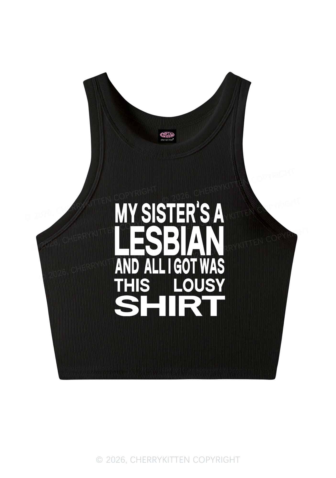 My Sisters A Lesbian Pride Y2K Crop Tank Top Cherrykitten
