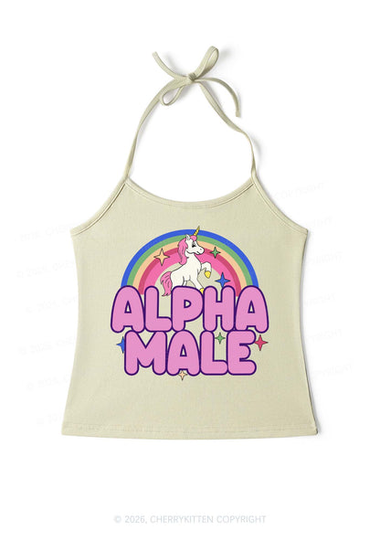 Rainbow Unicorn Alpha Male Y2K Halter Neck Cami Cherrykitten