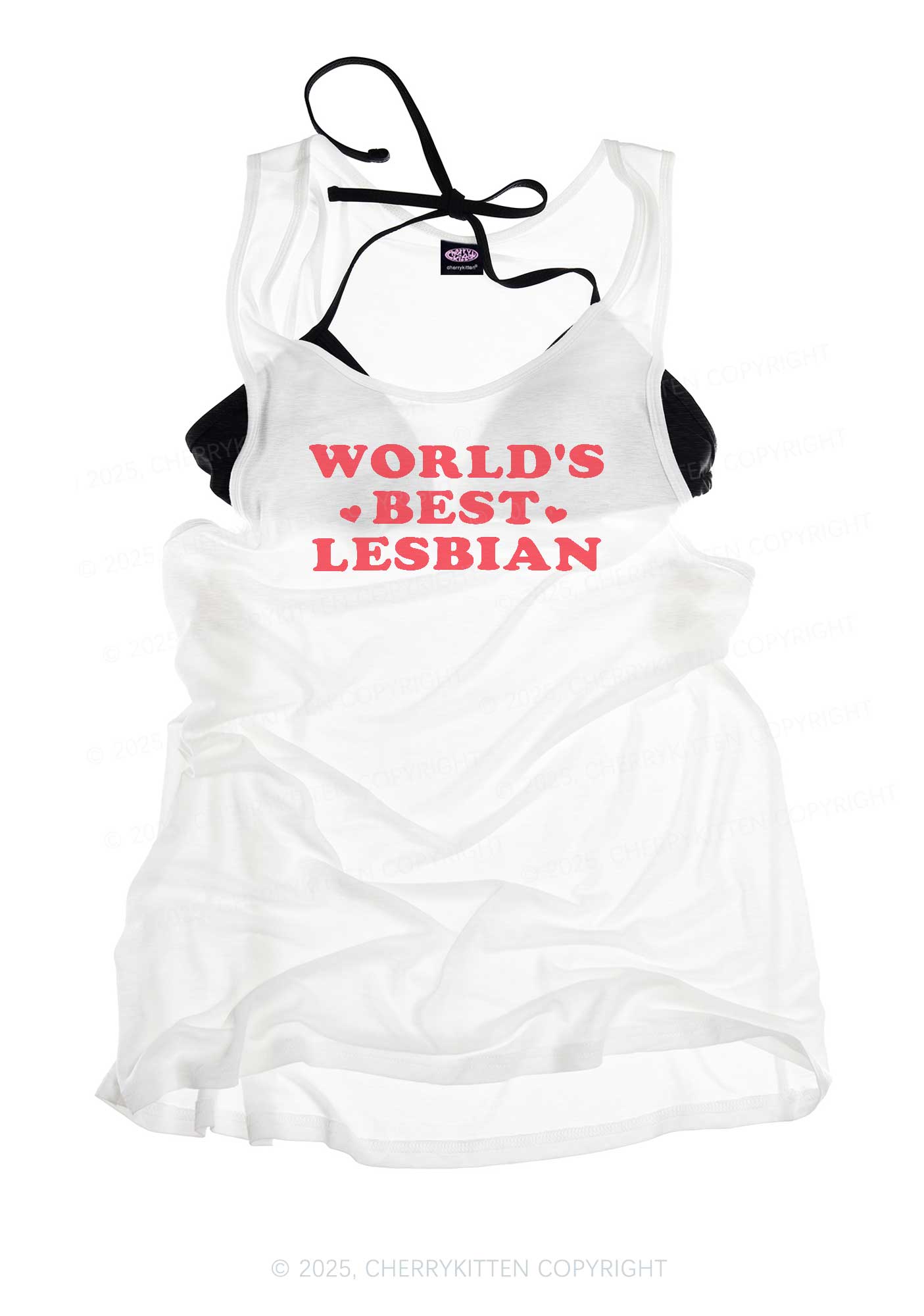 Worlds Best Lesbian Pride Y2K Sheer Boyfriend Tank Cherrykitten