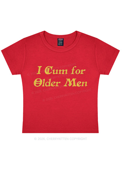 Glitter Come For Older Men Y2K Baby Tee Cherrykitten