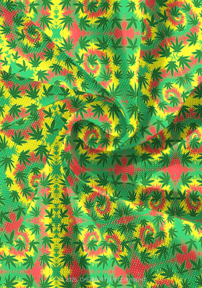Trippy Leaves Y2K Print Mini Layered Skirt Cherrykitten