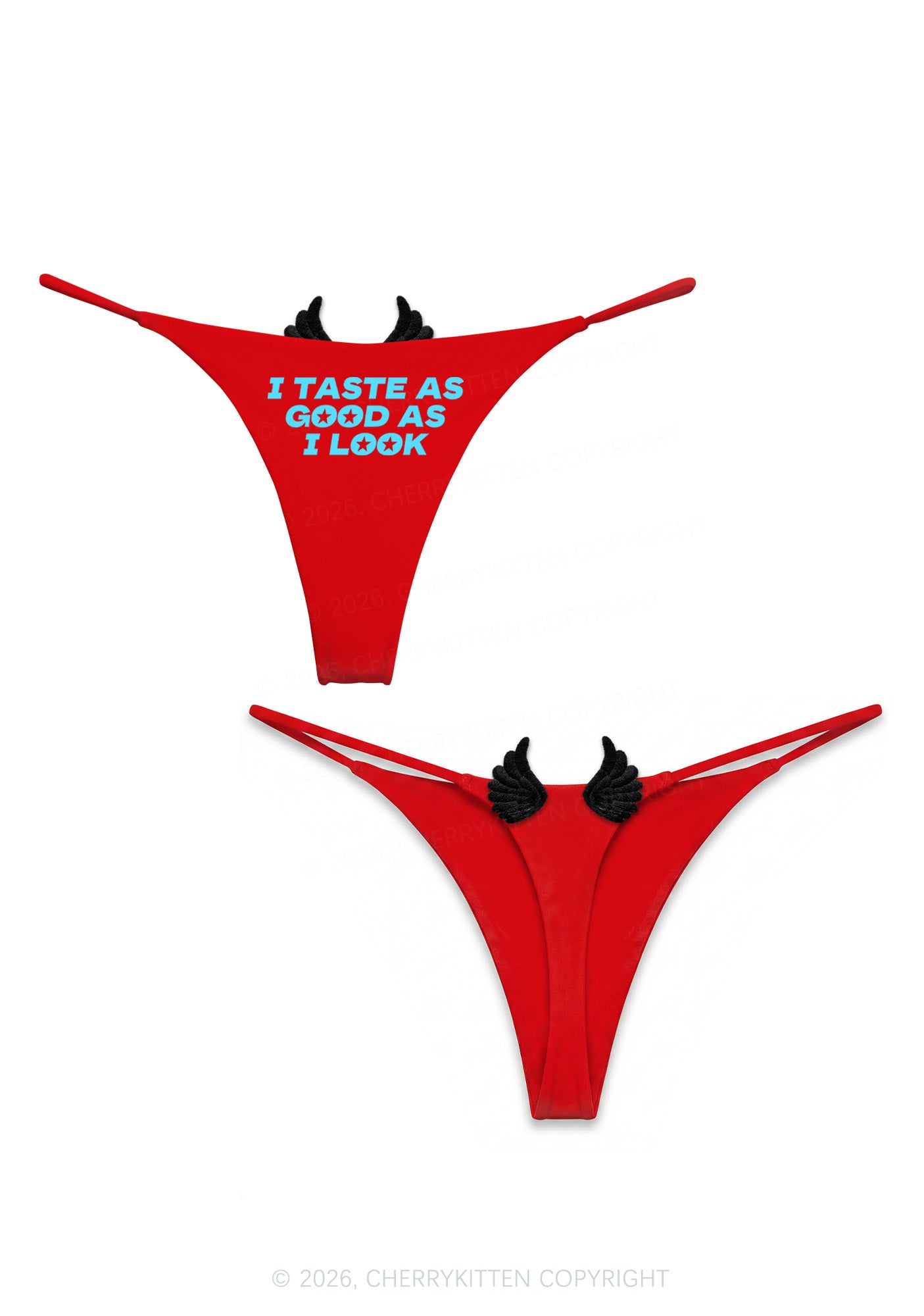 I Taste As Good As I Look Y2K Goth Angel Wings Bikini String Thong Cherrykitten