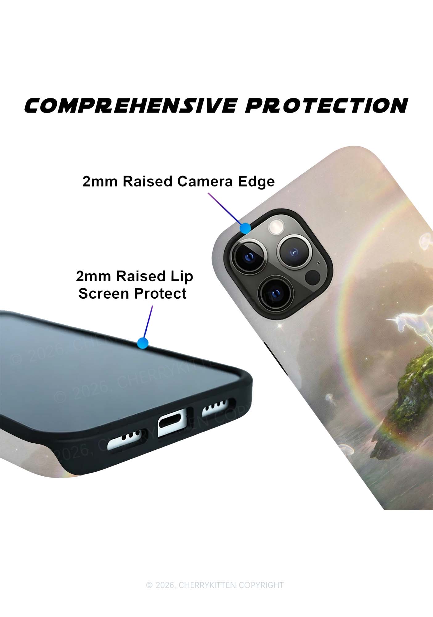 Rainbow Glowing Unicorn Y2K Phone Case Cherrykitten