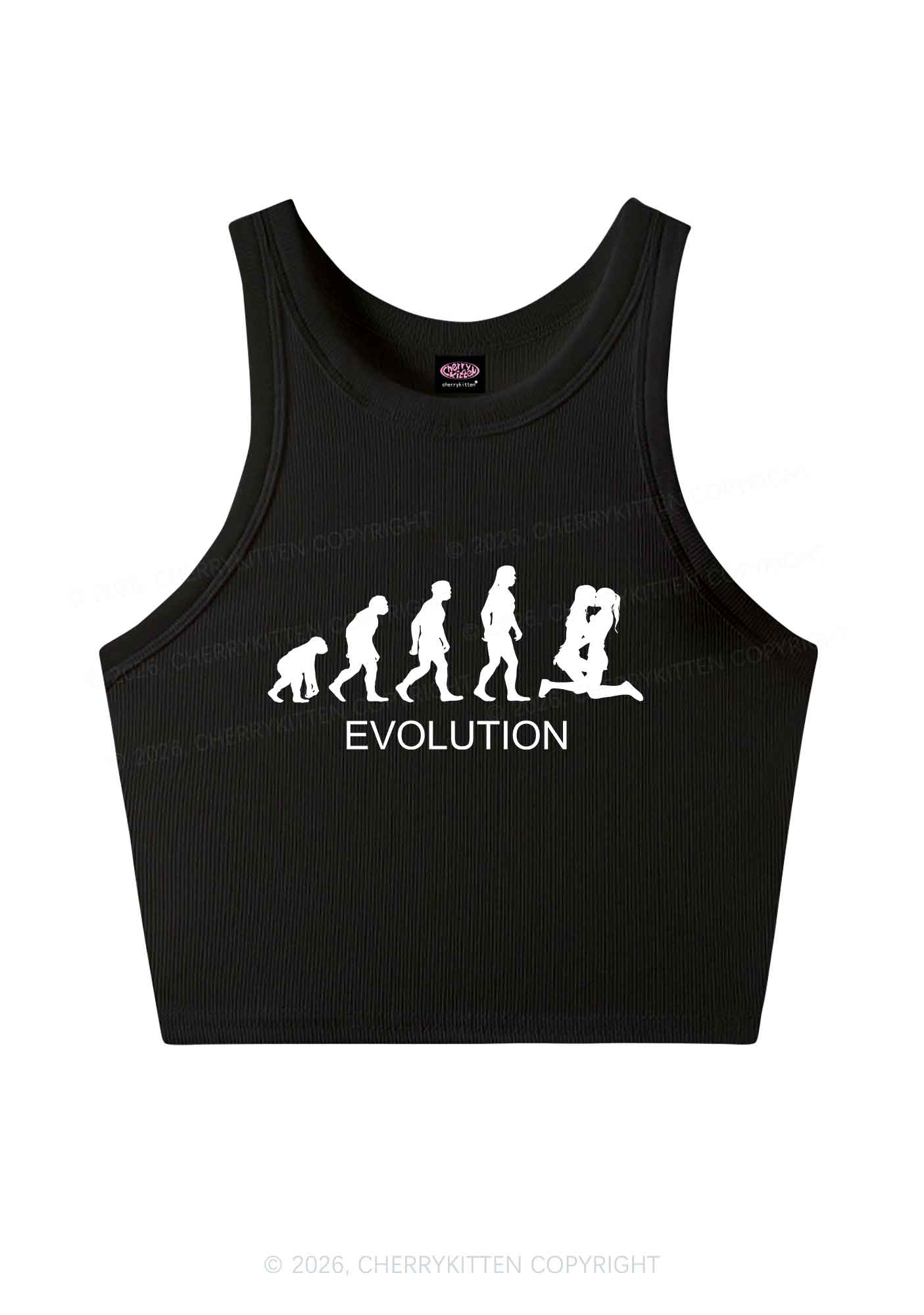 Lesbian Evolution Pride Y2K Crop Tank Top Cherrykitten