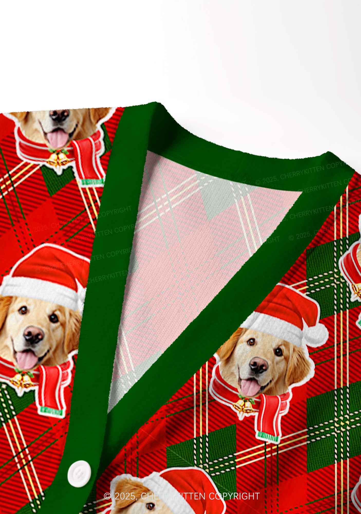 Custom Christmas Dog Face Y2K Christmas Cardigan Knit Sweatshirt Cherrykitten