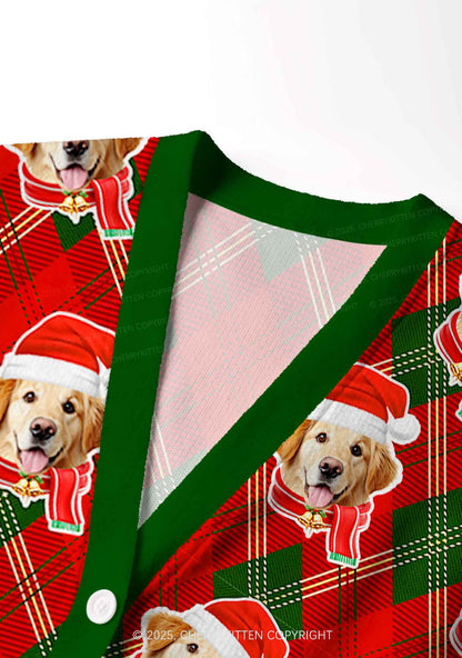 Custom Christmas Dog Face Y2K Christmas Cardigan Knit Sweatshirt Cherrykitten
