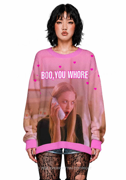 Boo You Hore Y2K Knit Sweatshirt Cherrykitten