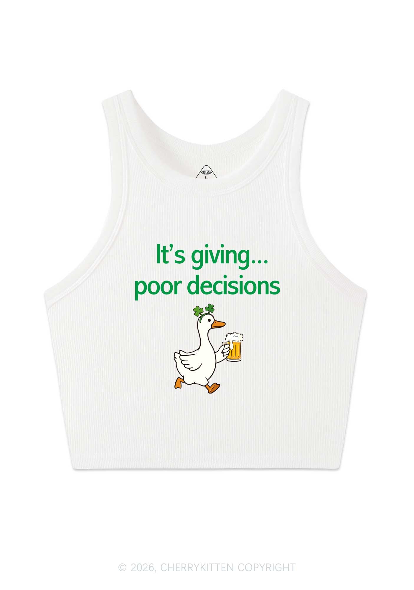 Its Giving Poor Decisions St Patricks Y2K Crop Tank Top Cherrykitten