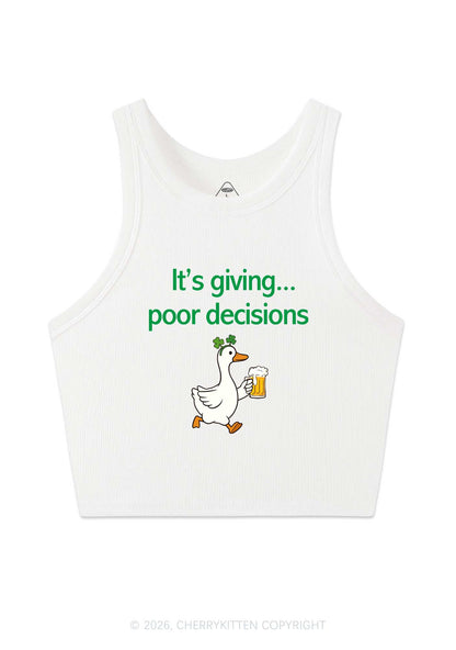 Its Giving Poor Decisions St Patricks Y2K Crop Tank Top Cherrykitten