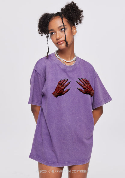 Satan Hands Y2K Shirts Washed Tee Cherrykitten