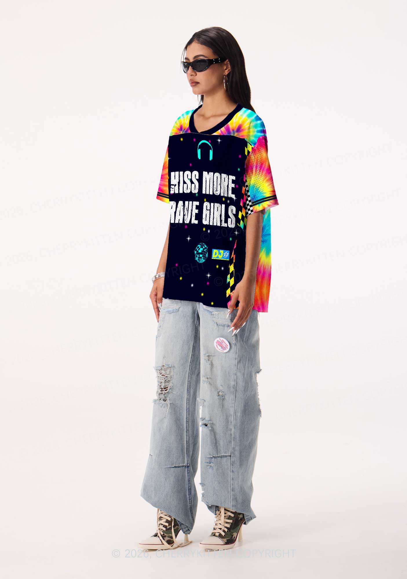 Kiss More Rave Girls Y2K Sport Jersey Shirts Cherrykitten