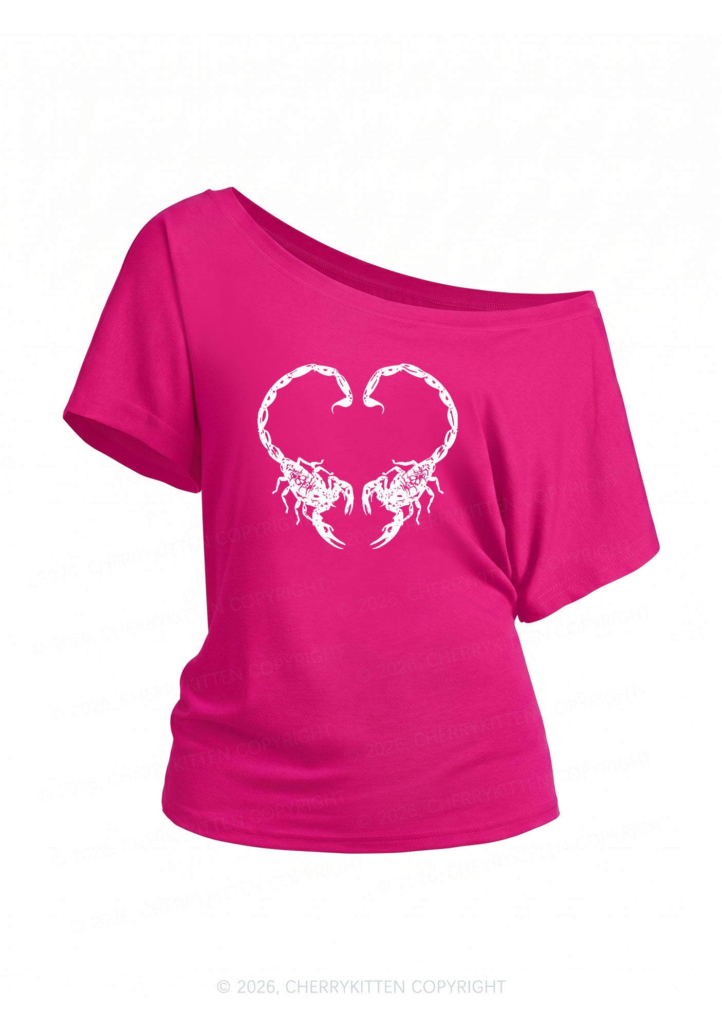 Skull Scorpion Heart Y2K Off Shoulder Tee Cherrykitten