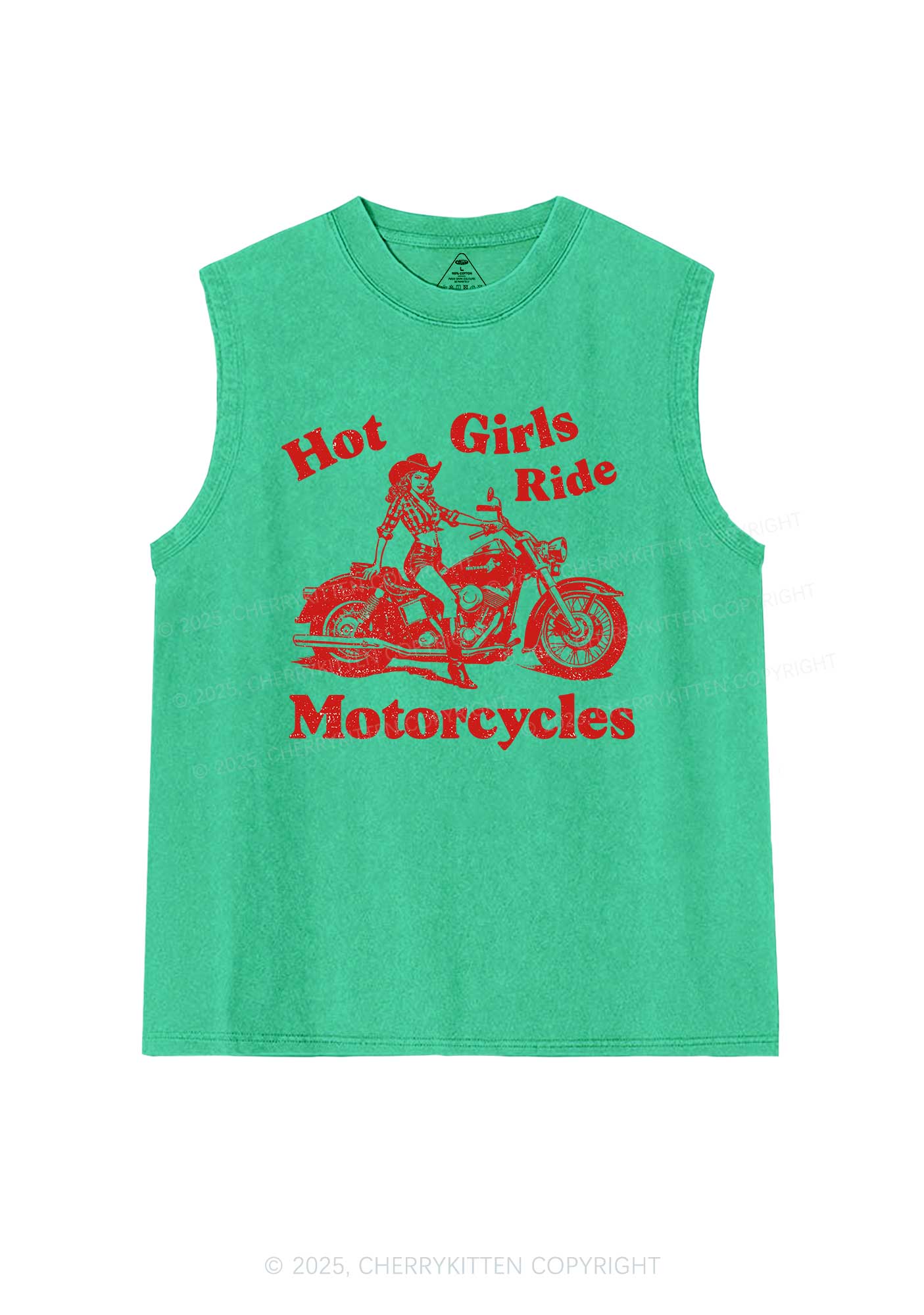 Hot Girls Ride Motorcycles Y2K Washed Muscle Tank Cherrykitten