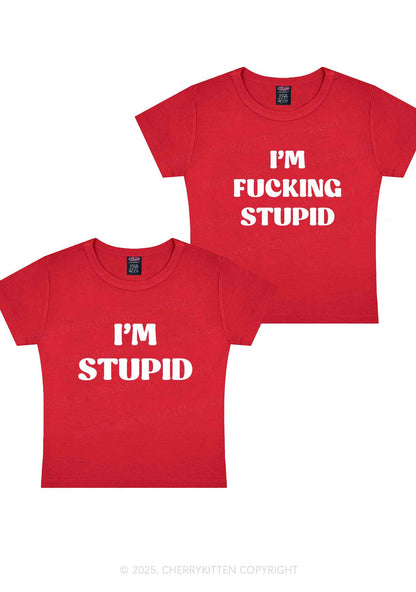 Im Fxxking Stupid Y2K Valentine's Day Baby Tee Cherrykitten
