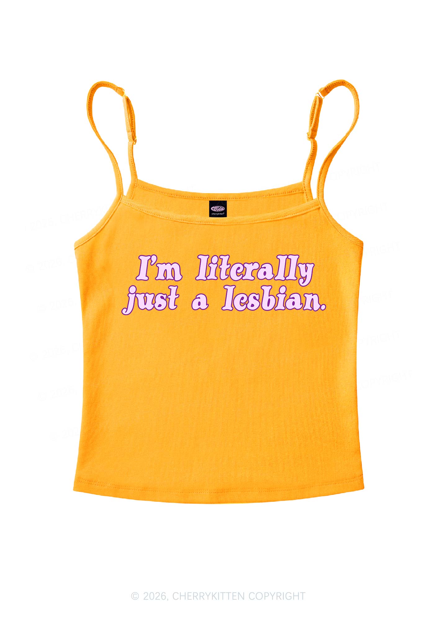 Literally Just A Lesbian Pride Y2K Spaghetti Strap Cami Cherrykitten