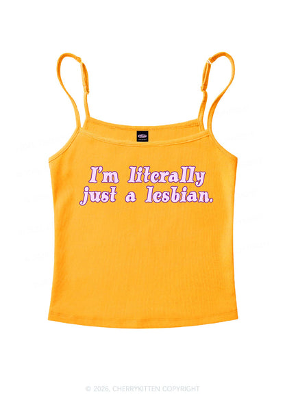 Literally Just A Lesbian Pride Y2K Spaghetti Strap Cami Cherrykitten