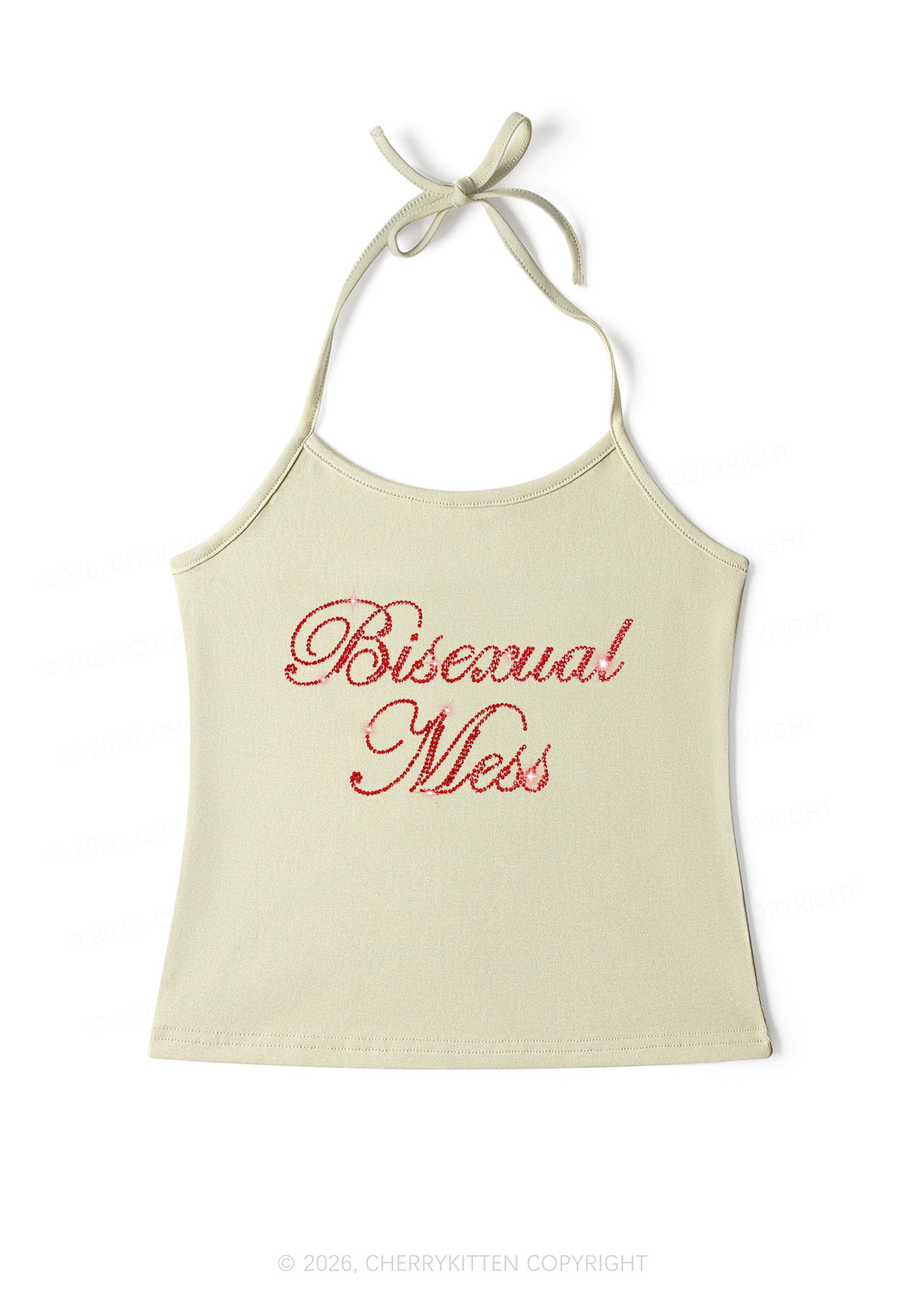 Rhinestone Bisexual Mess Pride Y2K Halter Neck Cami Cherrykitten