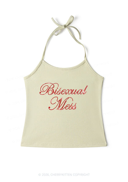Rhinestone Bisexual Mess Pride Y2K Halter Neck Cami Cherrykitten