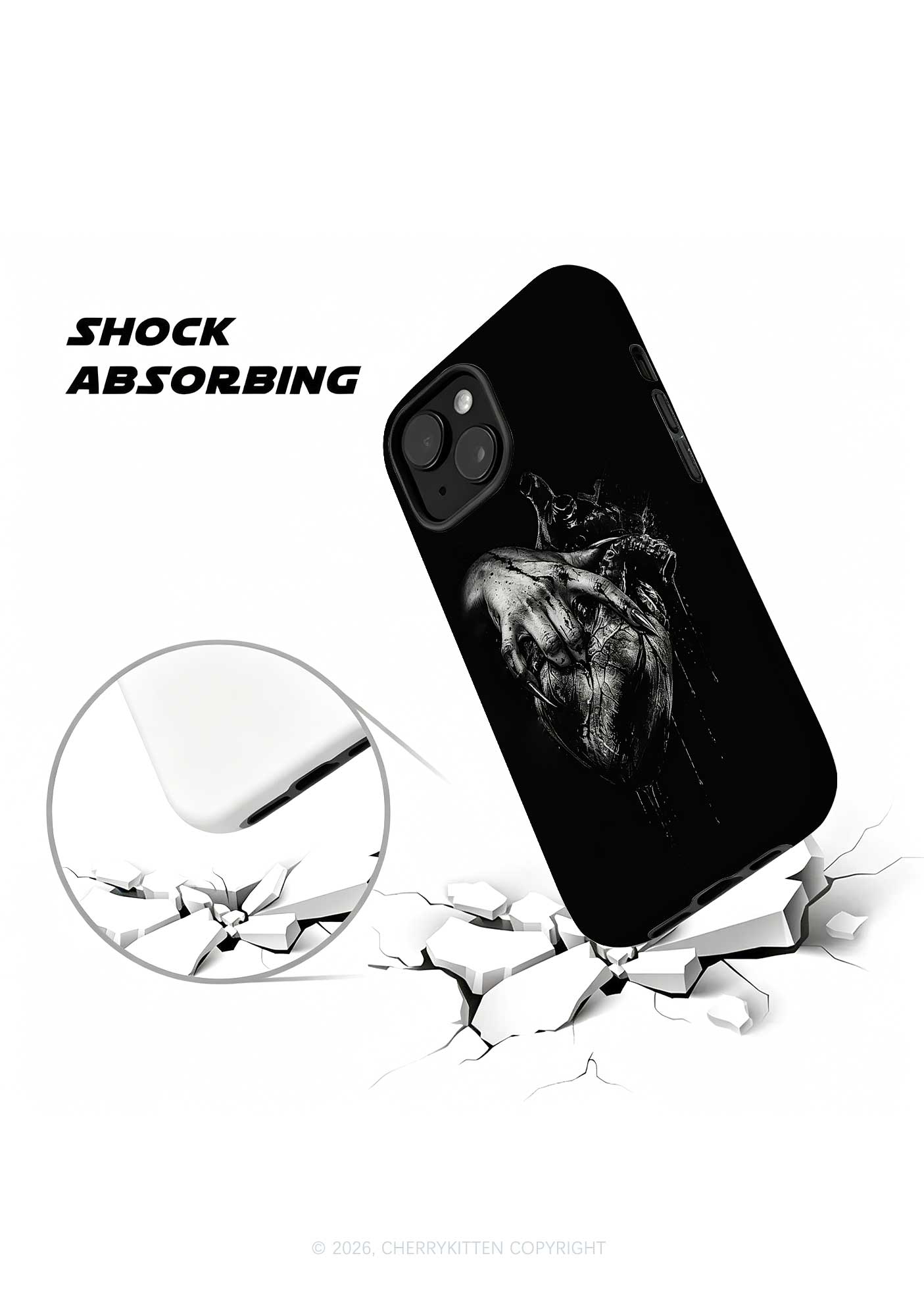 Halloween Monster Hand Bleeding Heart Y2K Phone Case Cherrykitten